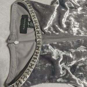 Silver Velvet Dress with Rhinestone Detail